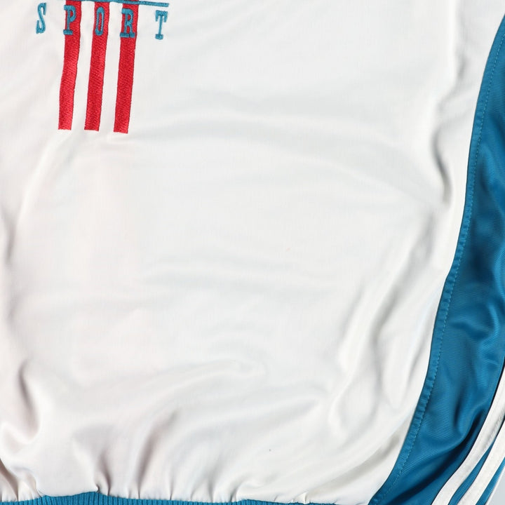 Vintage 1980'S adidas Trefoil logo jersey hoodie/track jacket, size XL, men's polyester white type Vintage Second Hand