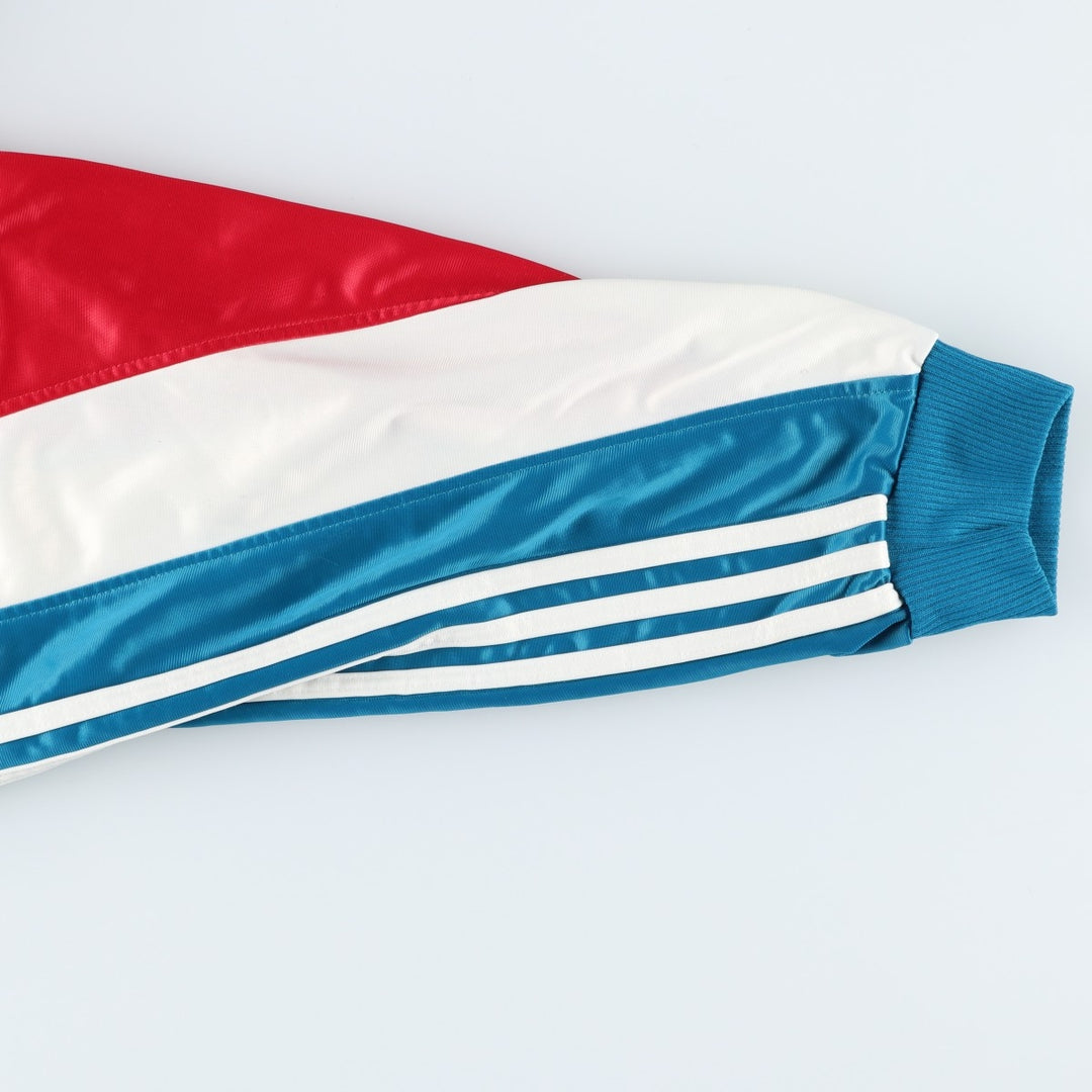 Vintage 1980'S adidas Trefoil logo jersey hoodie/track jacket, size XL, men's polyester white type Vintage Second Hand