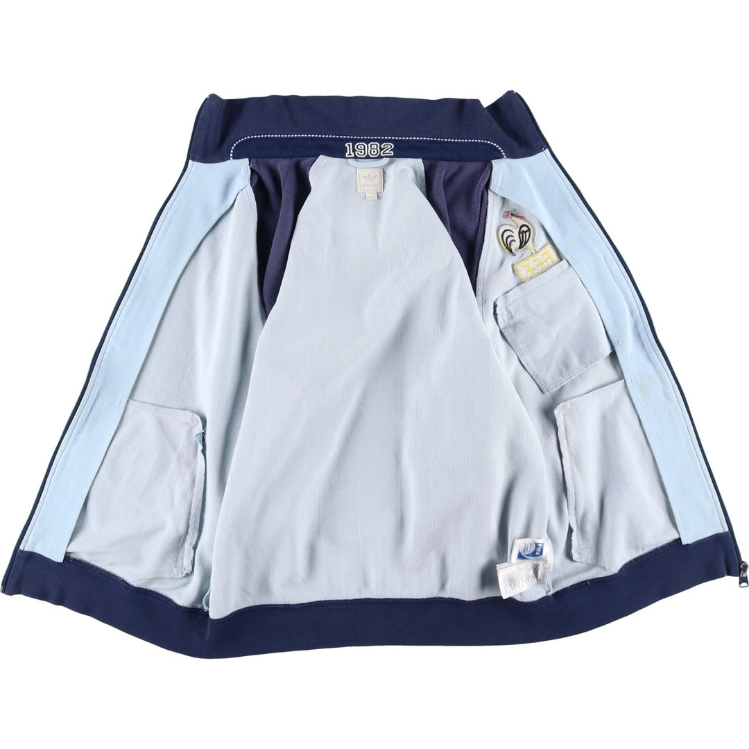 Vintage 1980'S Adidas Trefoil Logo Stripe Pattern France National Team Track Jacket, Men's Size Medium cotton Blue type light blue Vintage Second Hand