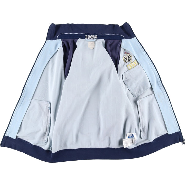 Vintage 1980'S Adidas Trefoil Logo Stripe Pattern France National Team Track Jacket, Men's Size Medium cotton Blue type light blue Vintage Second Hand