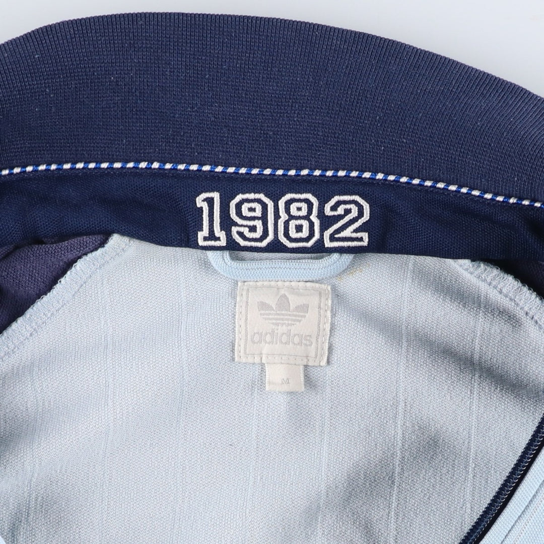 Vintage 1980'S Adidas Trefoil Logo Stripe Pattern France National Team Track Jacket, Men's Size Medium cotton Blue type light blue Vintage Second Hand