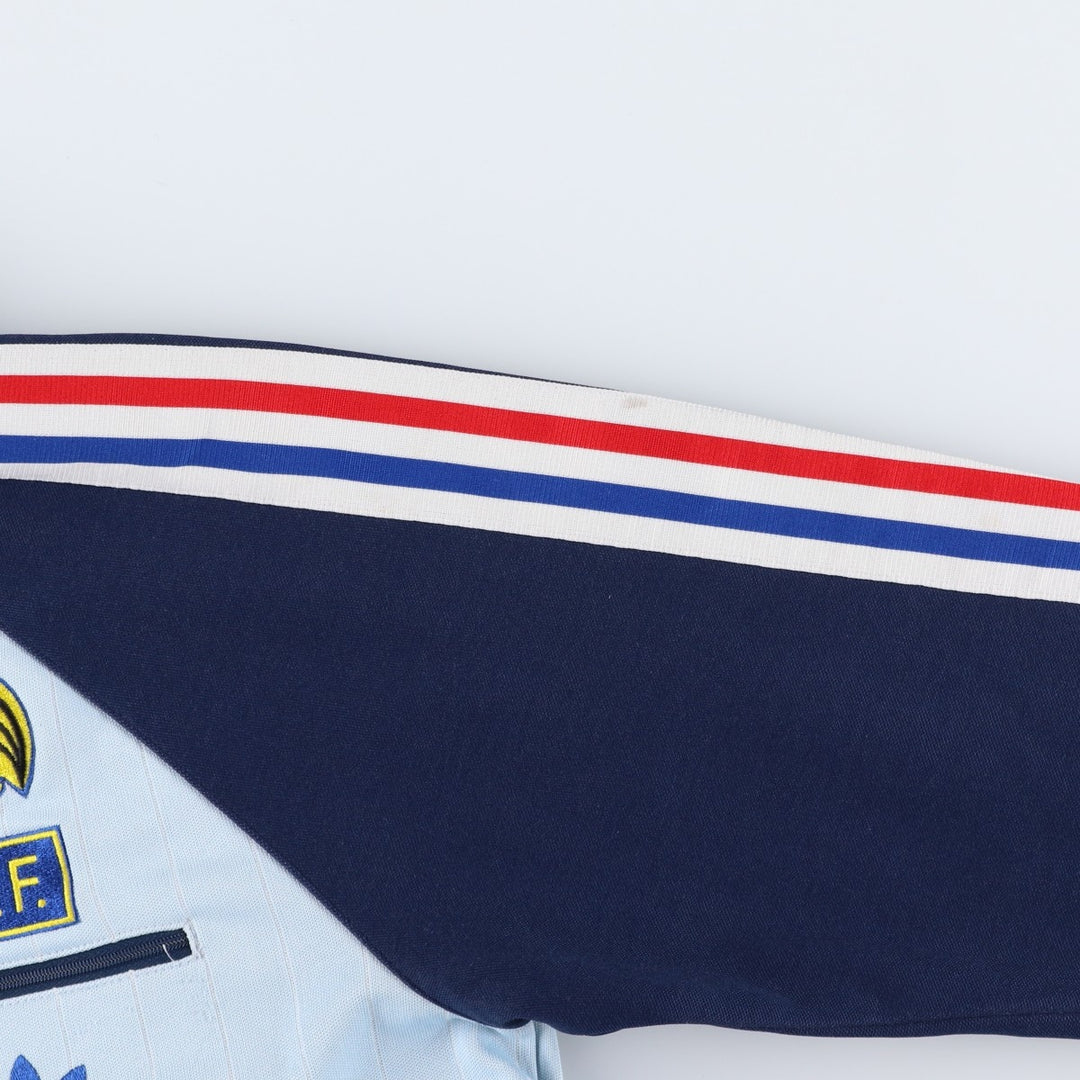 Vintage 1980'S Adidas Trefoil Logo Stripe Pattern France National Team Track Jacket, Men's Size Medium cotton Blue type light blue Vintage Second Hand