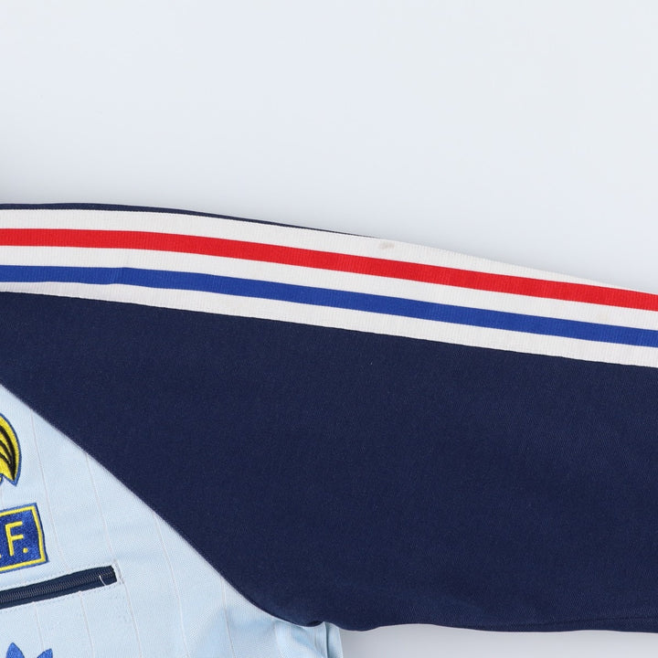 Vintage 1980'S Adidas Trefoil Logo Stripe Pattern France National Team Track Jacket, Men's Size Medium cotton Blue type light blue Vintage Second Hand