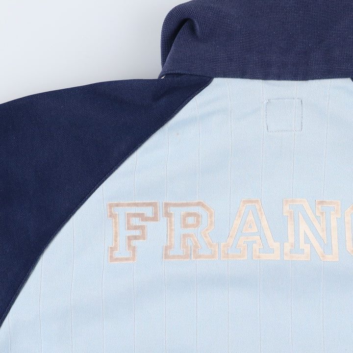 Vintage 1980'S Adidas Trefoil Logo Stripe Pattern France National Team Track Jacket, Men's Size Medium cotton Blue type light blue Vintage Second Hand