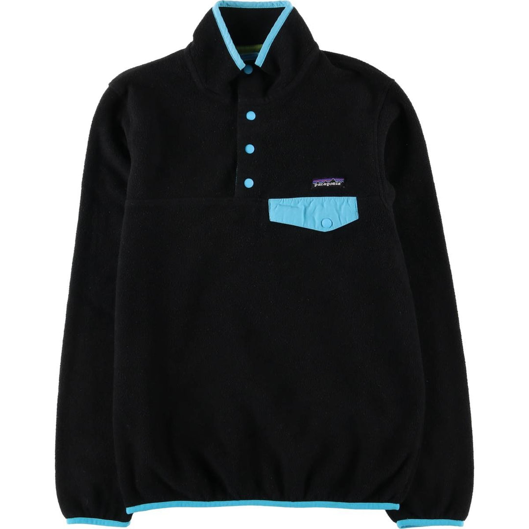 Patagonia Lightweight Synchilla Snap Tee (25455FA15) - Half-Snap Fleece Pullover, Women's Size Small polyester black type Vintage Second Hand