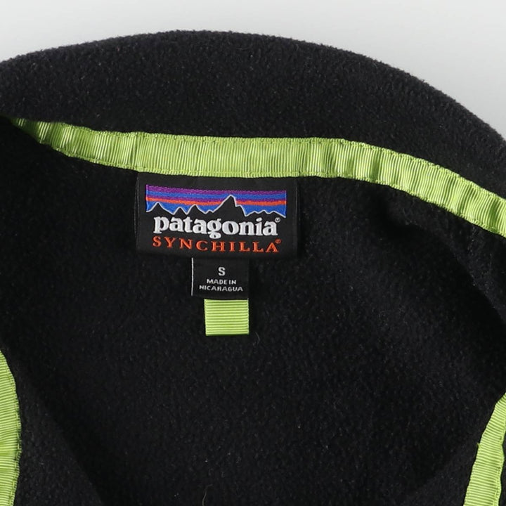 Patagonia Lightweight Synchilla Snap Tee (25455FA15) - Half-Snap Fleece Pullover, Women's Size Small polyester black type Vintage Second Hand