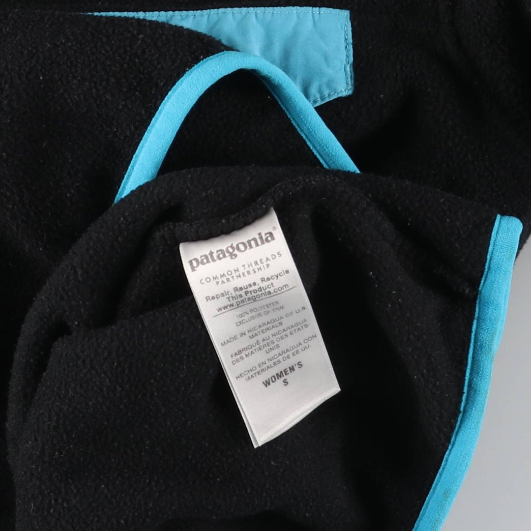 Patagonia Lightweight Synchilla Snap Tee (25455FA15) - Half-Snap Fleece Pullover, Women's Size Small polyester black type Vintage Second Hand