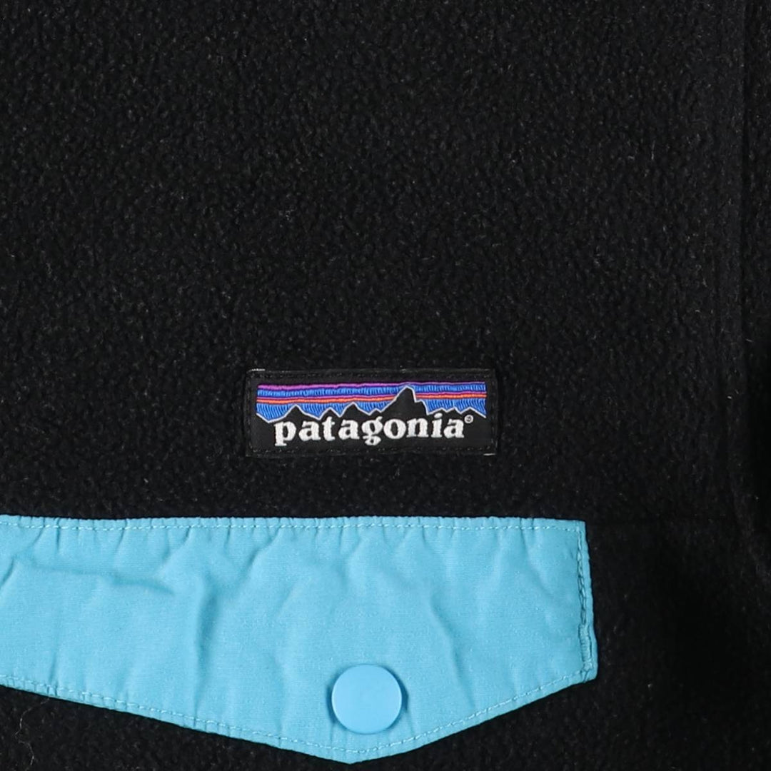 Patagonia Lightweight Synchilla Snap Tee (25455FA15) - Half-Snap Fleece Pullover, Women's Size Small polyester black type Vintage Second Hand