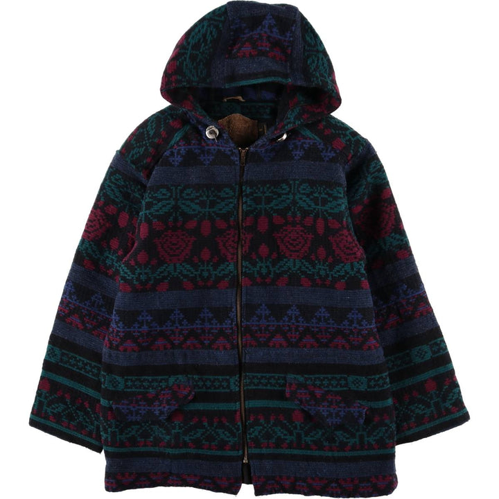 90'S WOOLRICH all-over print wool parka, made in the USA, women's size M, vintage wool black type Vintage Second Hand