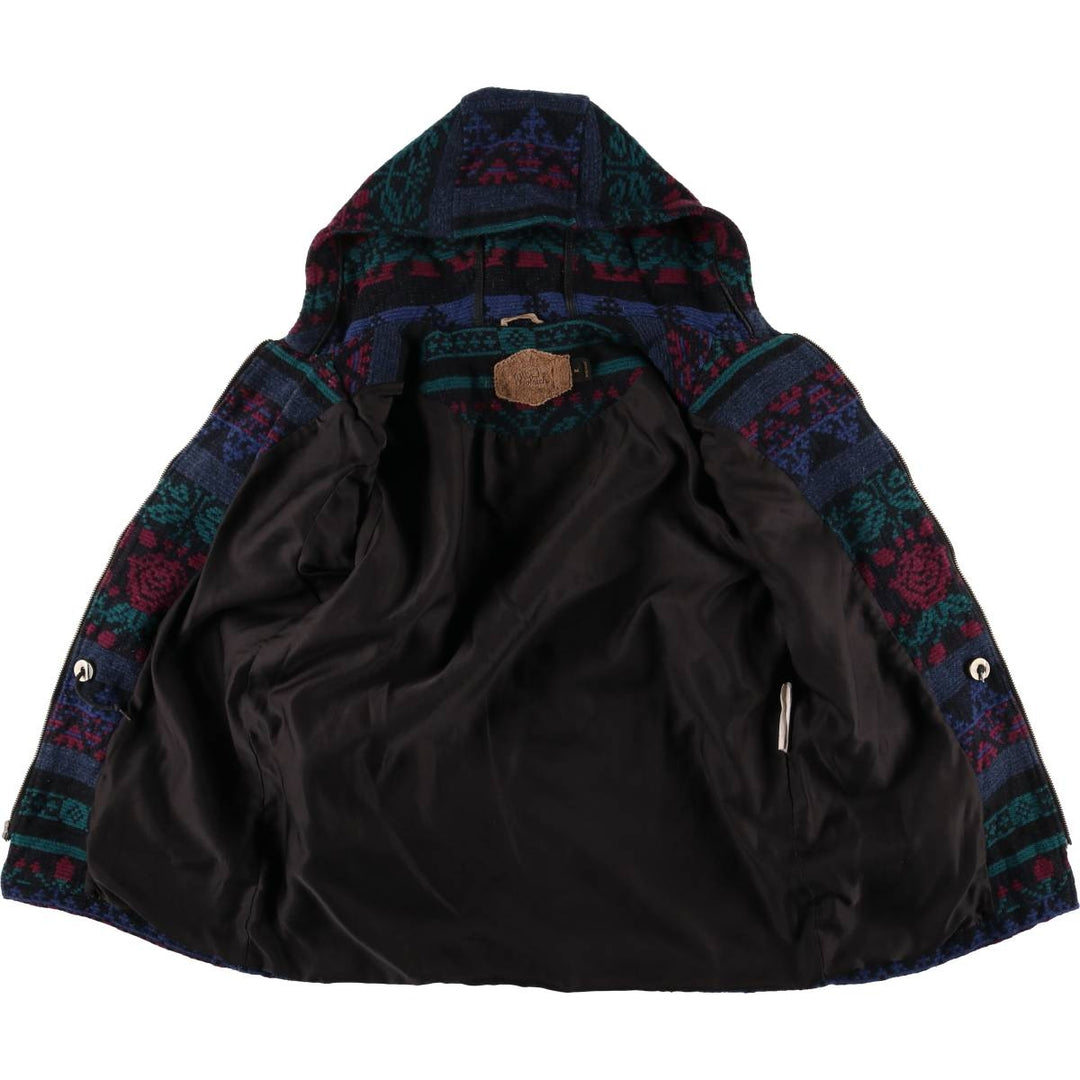 90'S WOOLRICH all-over print wool parka, made in the USA, women's size M, vintage wool black type Vintage Second Hand