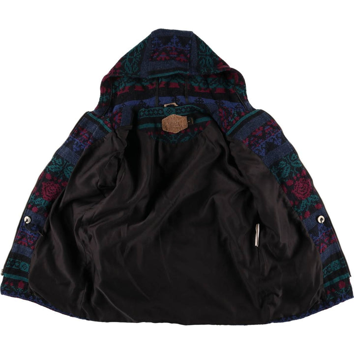 90'S WOOLRICH all-over print wool parka, made in the USA, women's size M, vintage wool black type Vintage Second Hand