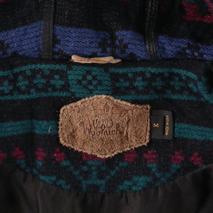 90'S WOOLRICH all-over print wool parka, made in the USA, women's size M, vintage wool black type Vintage Second Hand