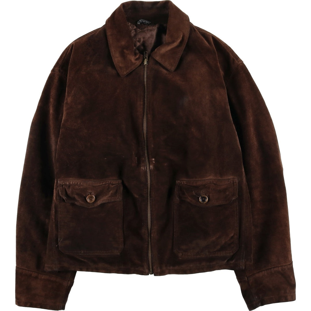 VERA PELLE swing-top suede leather sports jacket, made in Italy, men's size XL, vintage unclear brown type Vintage Second Hand