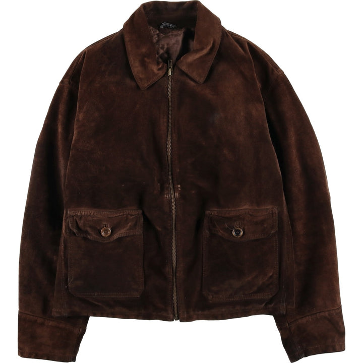 VERA PELLE swing-top suede leather sports jacket, made in Italy, men's size XL, vintage unclear brown type Vintage Second Hand