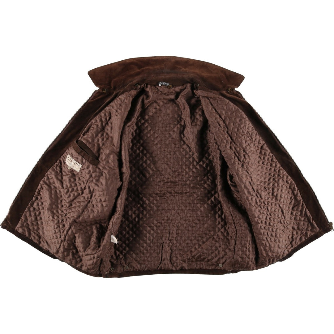 VERA PELLE swing-top suede leather sports jacket, made in Italy, men's size XL, vintage unclear brown type Vintage Second Hand