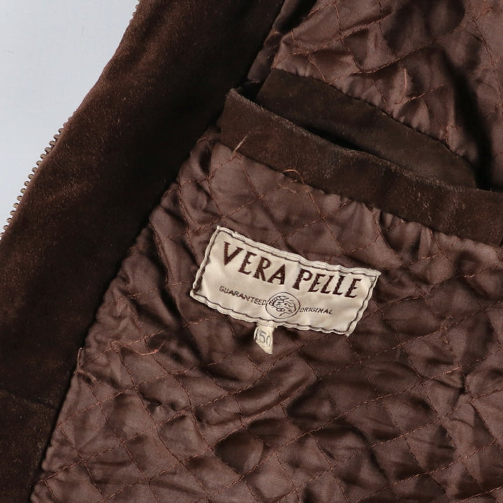 VERA PELLE swing-top suede leather sports jacket, made in Italy, men's size XL, vintage unclear brown type Vintage Second Hand