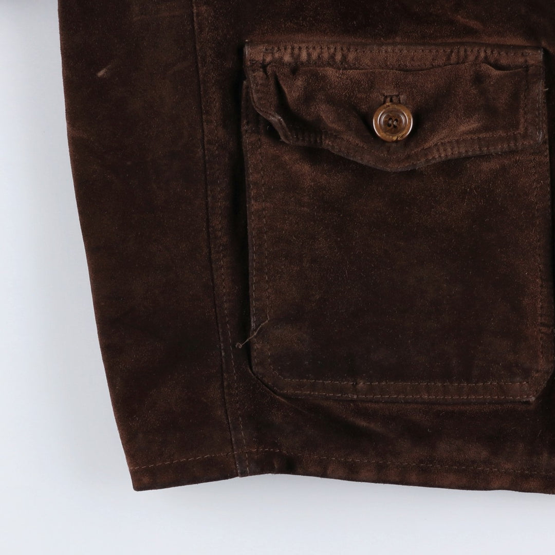 VERA PELLE swing-top suede leather sports jacket, made in Italy, men's size XL, vintage unclear brown type Vintage Second Hand