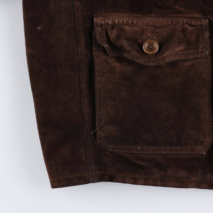 VERA PELLE swing-top suede leather sports jacket, made in Italy, men's size XL, vintage unclear brown type Vintage Second Hand