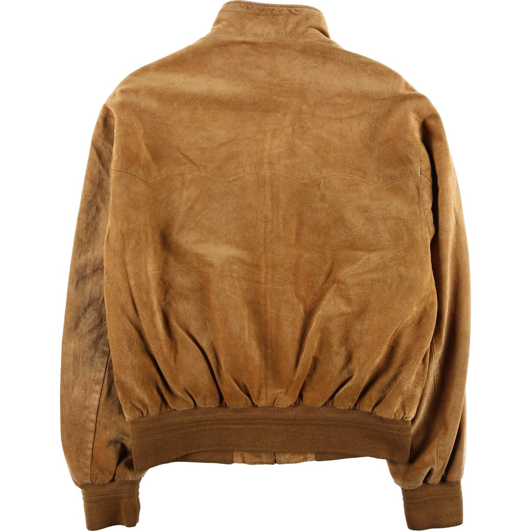 conbipel Harrington Jacket-style Suede Leather Sports Jacket, Men's Size L, Vintage Genuine Leather Suede Leather brown type Vintage Second Hand