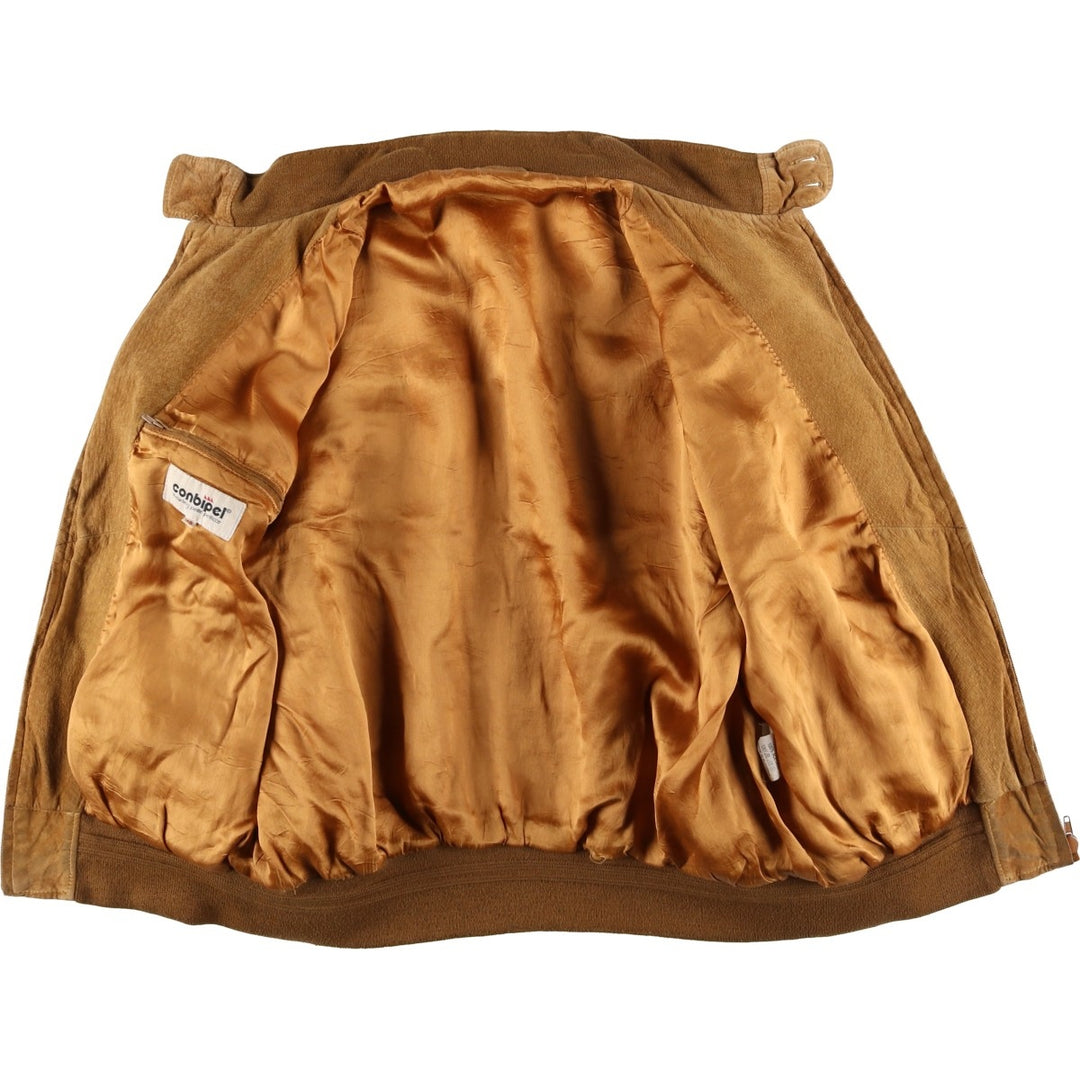 conbipel Harrington Jacket-style Suede Leather Sports Jacket, Men's Size L, Vintage Genuine Leather Suede Leather brown type Vintage Second Hand