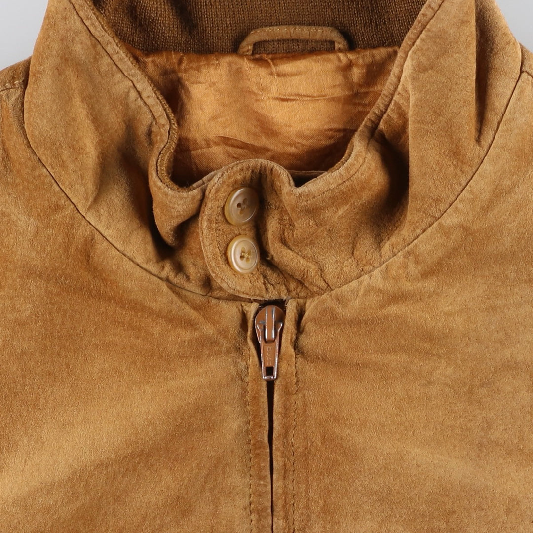 conbipel Harrington Jacket-style Suede Leather Sports Jacket, Men's Size L, Vintage Genuine Leather Suede Leather brown type Vintage Second Hand