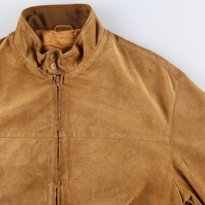 conbipel Harrington Jacket-style Suede Leather Sports Jacket, Men's Size L, Vintage Genuine Leather Suede Leather brown type Vintage Second Hand