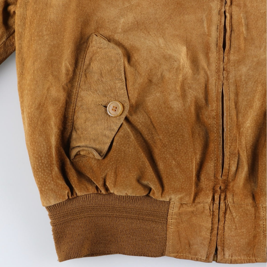 conbipel Harrington Jacket-style Suede Leather Sports Jacket, Men's Size L, Vintage Genuine Leather Suede Leather brown type Vintage Second Hand