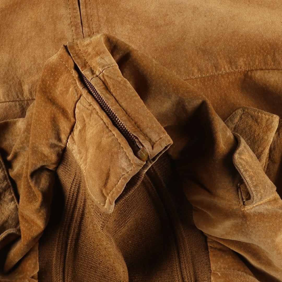 conbipel Harrington Jacket-style Suede Leather Sports Jacket, Men's Size L, Vintage Genuine Leather Suede Leather brown type Vintage Second Hand