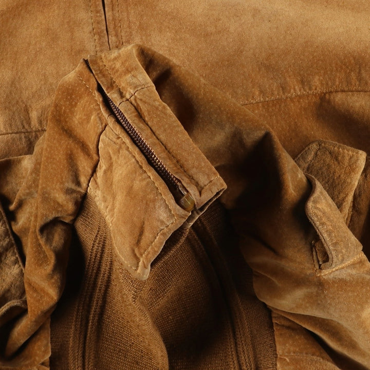 conbipel Harrington Jacket-style Suede Leather Sports Jacket, Men's Size L, Vintage Genuine Leather Suede Leather brown type Vintage Second Hand