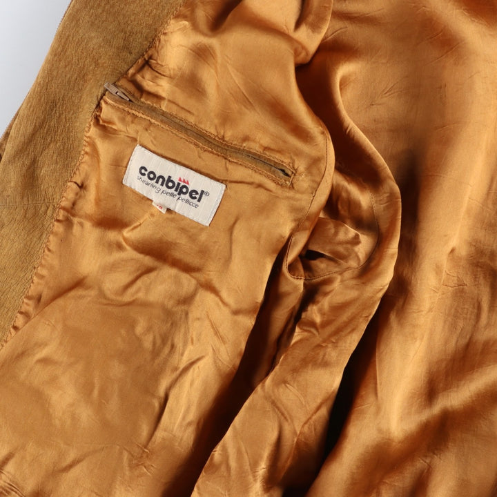 conbipel Harrington Jacket-style Suede Leather Sports Jacket, Men's Size L, Vintage Genuine Leather Suede Leather brown type Vintage Second Hand