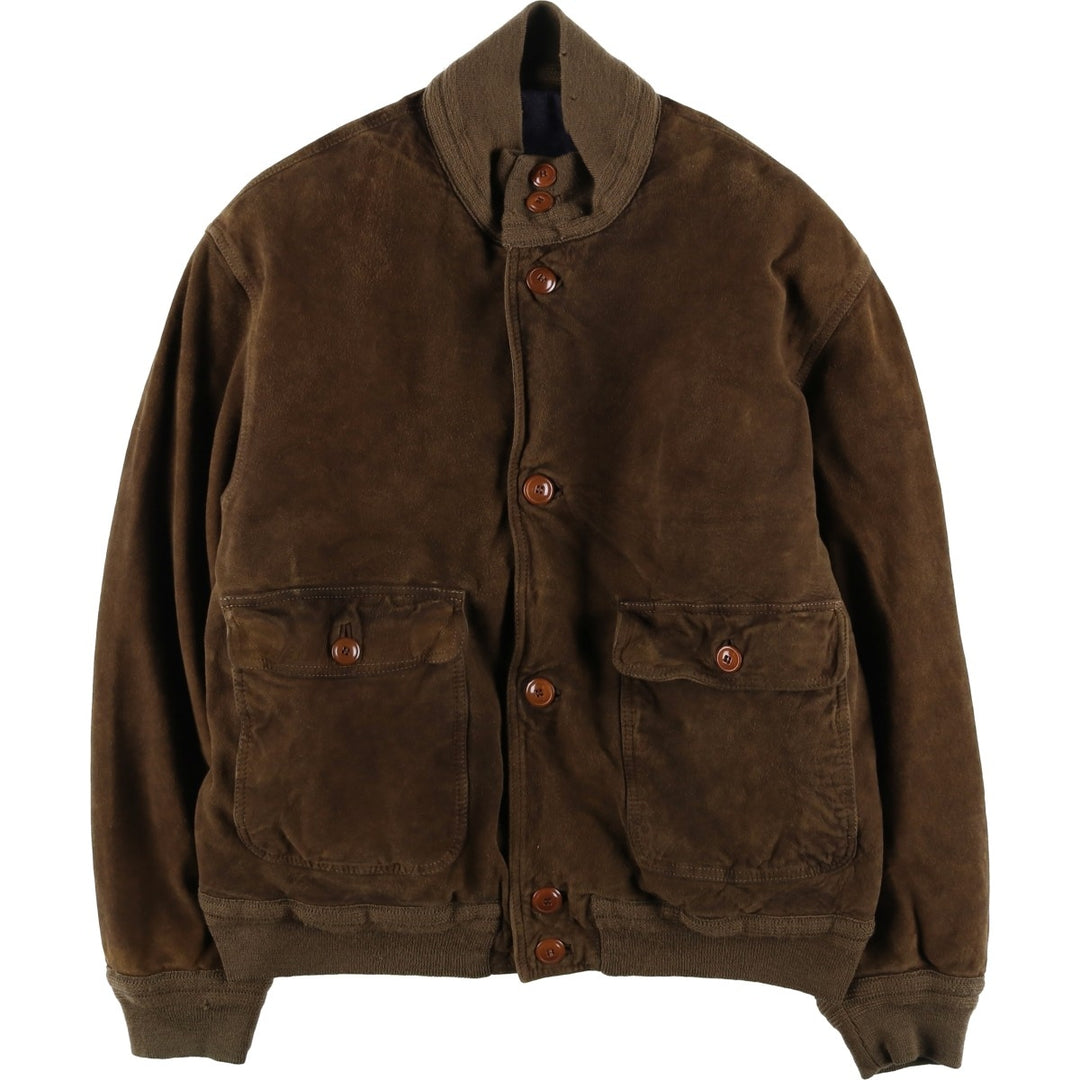 Vintage HARVEY LOGAN Balster Jacket, suede leather blouson, made in Italy, men's size M unclear brown type Vintage Second Hand
