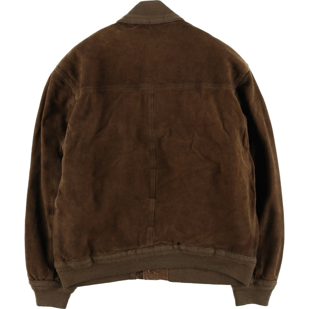 Vintage HARVEY LOGAN Balster Jacket, suede leather blouson, made in Italy, men's size M unclear brown type Vintage Second Hand