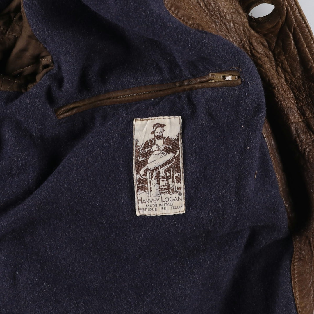 Vintage HARVEY LOGAN Balster Jacket, suede leather blouson, made in Italy, men's size M unclear brown type Vintage Second Hand