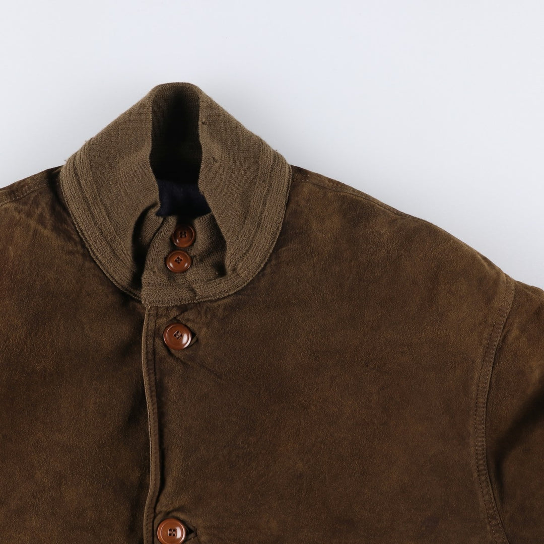 Vintage HARVEY LOGAN Balster Jacket, suede leather blouson, made in Italy, men's size M unclear brown type Vintage Second Hand