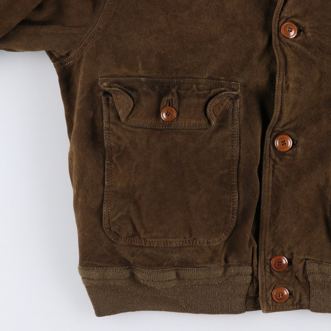 Vintage HARVEY LOGAN Balster Jacket, suede leather blouson, made in Italy, men's size M unclear brown type Vintage Second Hand