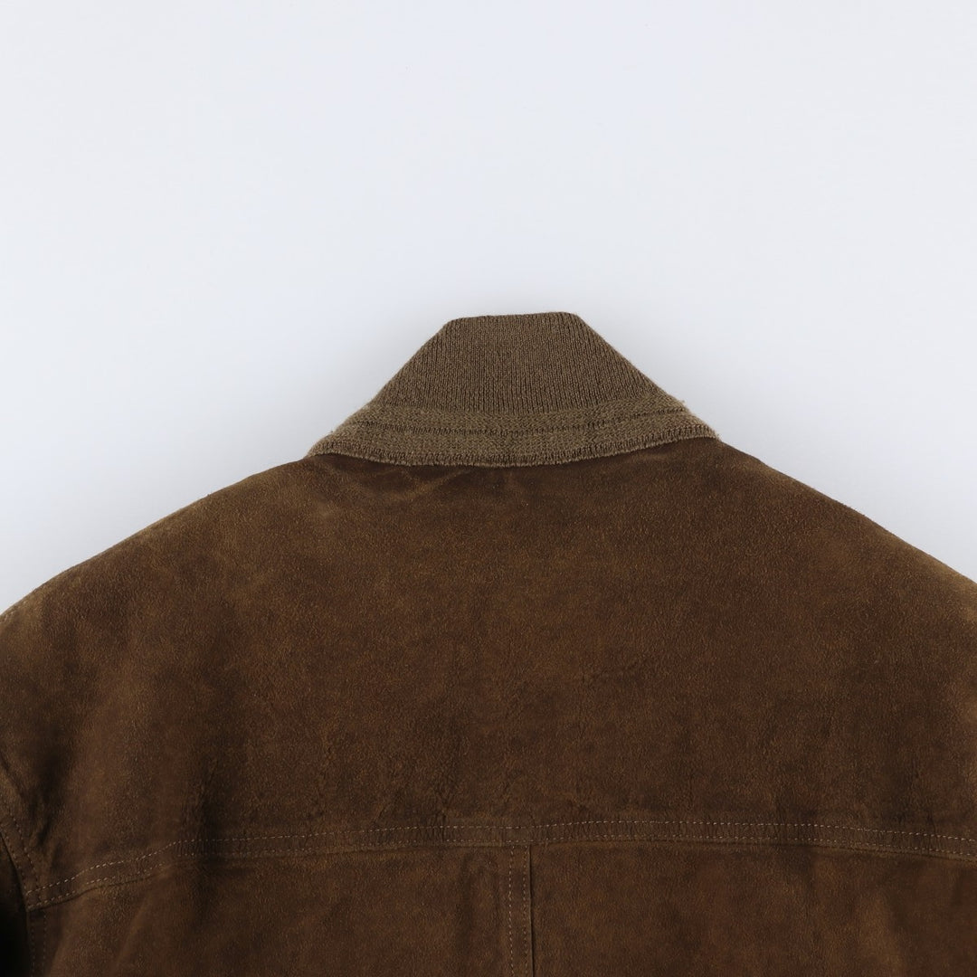 Vintage HARVEY LOGAN Balster Jacket, suede leather blouson, made in Italy, men's size M unclear brown type Vintage Second Hand