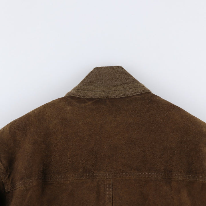 Vintage HARVEY LOGAN Balster Jacket, suede leather blouson, made in Italy, men's size M unclear brown type Vintage Second Hand
