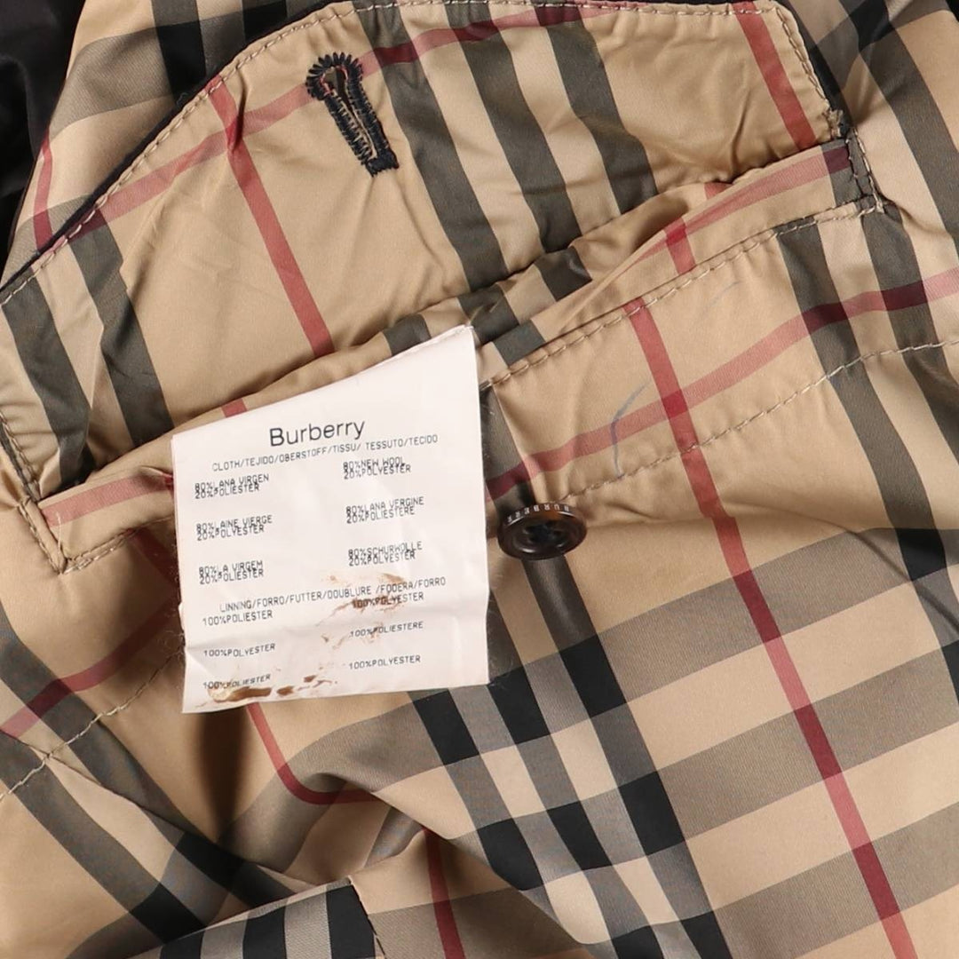 Burberry's wool half coat, men's size XL wool black type Vintage Second Hand