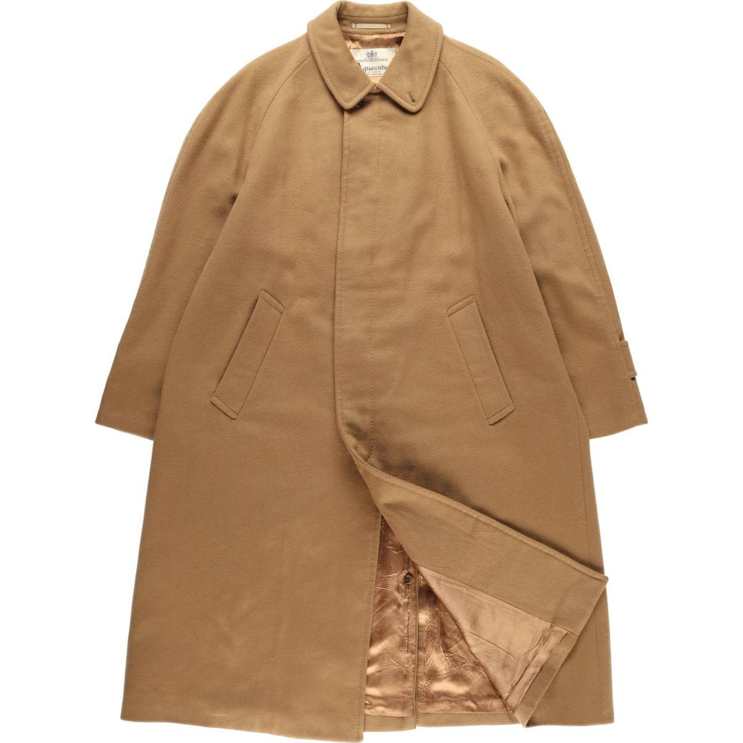 Aquascutum wool long coat, made in the UK, men's size XL Lamb wool beige type brown Vintage Second Hand