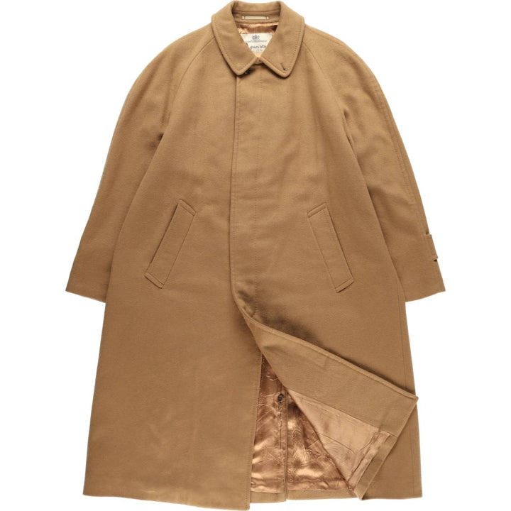 Aquascutum wool long coat, made in the UK, men's size XL Lamb wool beige type brown Vintage Second Hand
