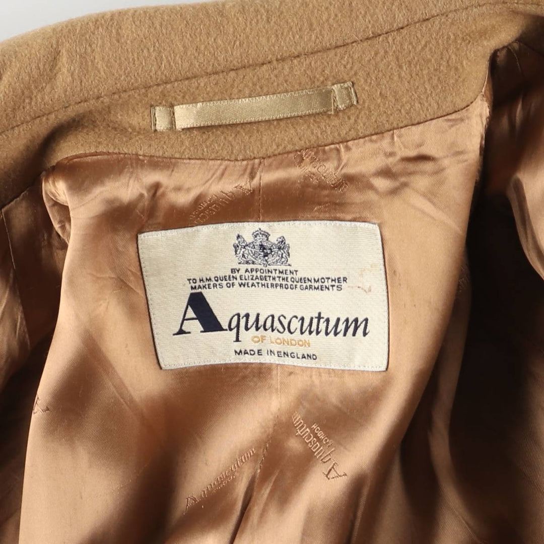 Aquascutum wool long coat, made in the UK, men's size XL Lamb wool beige type brown Vintage Second Hand