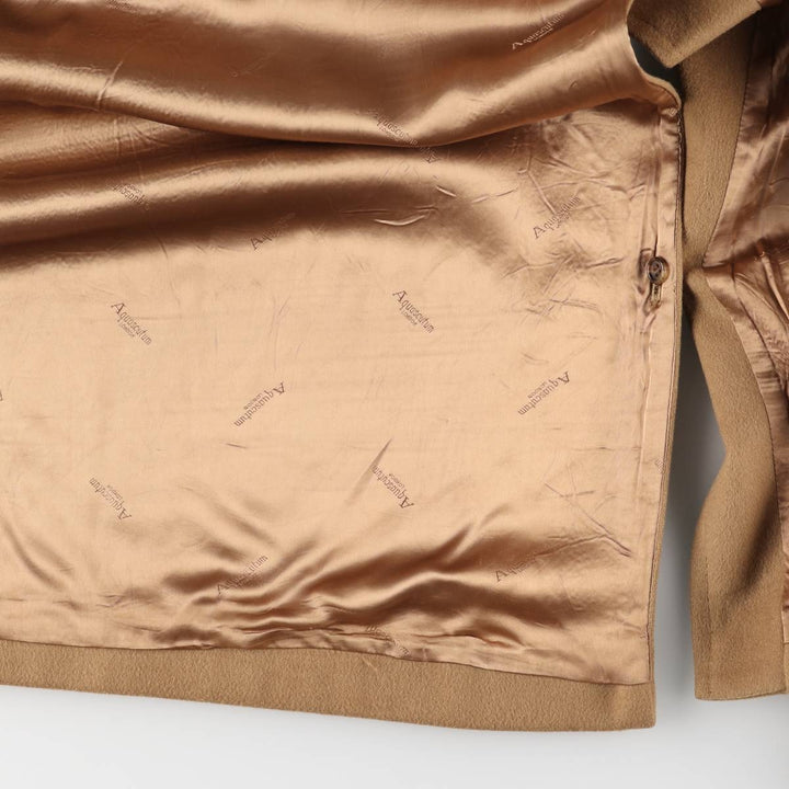 Aquascutum wool long coat, made in the UK, men's size XL Lamb wool beige type brown Vintage Second Hand