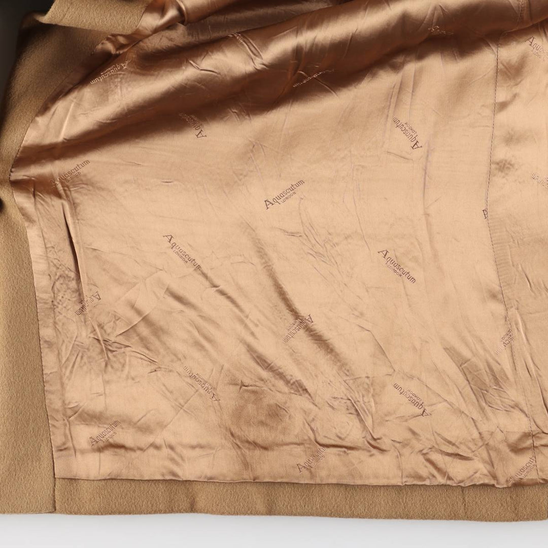 Aquascutum wool long coat, made in the UK, men's size XL Lamb wool beige type brown Vintage Second Hand