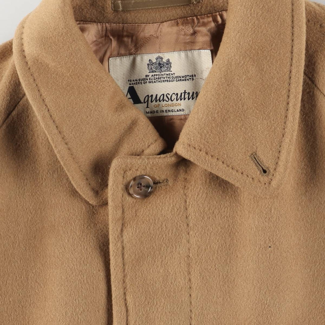 Aquascutum wool long coat, made in the UK, men's size XL Lamb wool beige type brown Vintage Second Hand