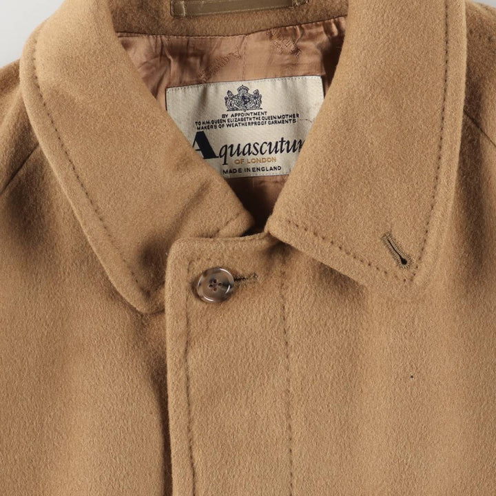 Aquascutum wool long coat, made in the UK, men's size XL Lamb wool beige type brown Vintage Second Hand