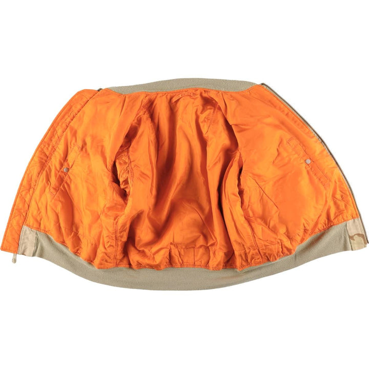 Alpha MA-1 Type Camouflage Pattern 3C Desert Camo Padded Military Flight Jacket, Made in USA, Men's Size XL polyester Khaki type brown Vintage Second Hand