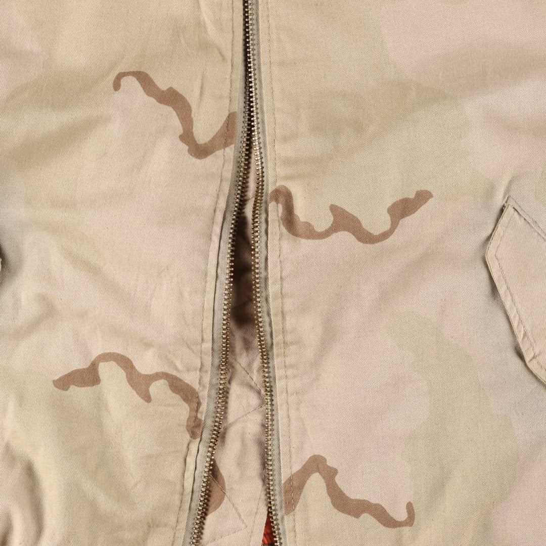 Alpha MA-1 Type Camouflage Pattern 3C Desert Camo Padded Military Flight Jacket, Made in USA, Men's Size XL polyester Khaki type brown Vintage Second Hand