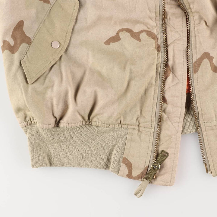 Alpha MA-1 Type Camouflage Pattern 3C Desert Camo Padded Military Flight Jacket, Made in USA, Men's Size XL polyester Khaki type brown Vintage Second Hand