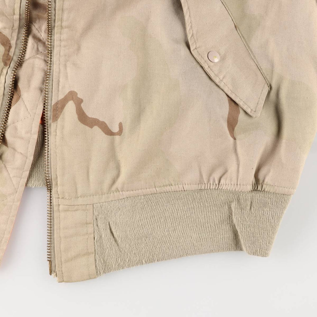 Alpha MA-1 Type Camouflage Pattern 3C Desert Camo Padded Military Flight Jacket, Made in USA, Men's Size XL polyester Khaki type brown Vintage Second Hand