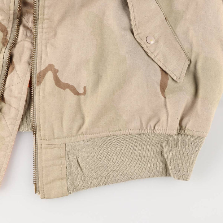 Alpha MA-1 Type Camouflage Pattern 3C Desert Camo Padded Military Flight Jacket, Made in USA, Men's Size XL polyester Khaki type brown Vintage Second Hand